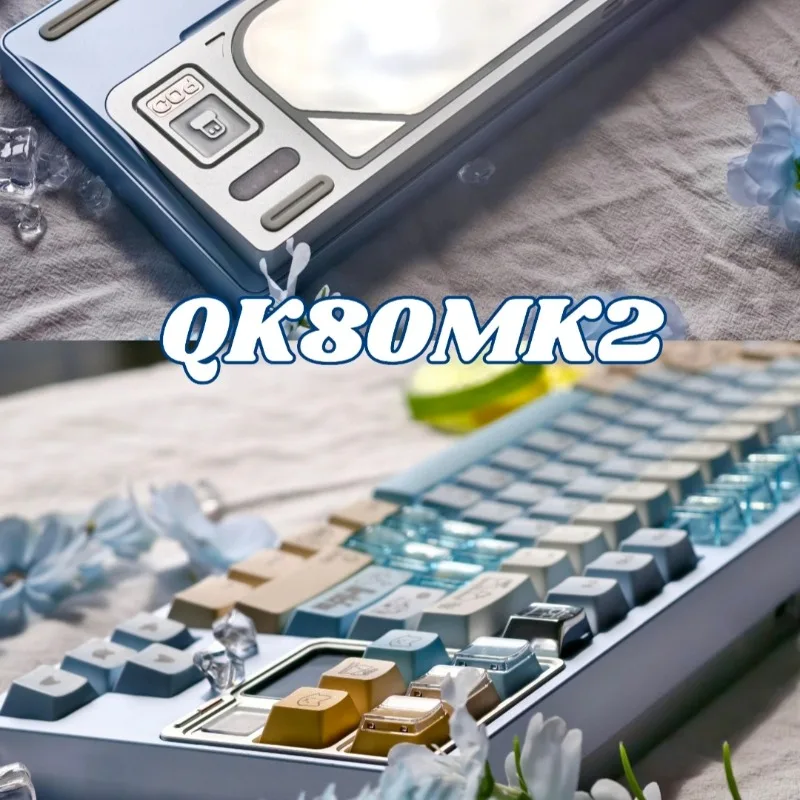 

QK80v2 MK2 Mechanical Keyboard Kit Tri-mode with Screen Customizied 87 Layout Aluminum Keyboards Gaming Office Accessories DIY