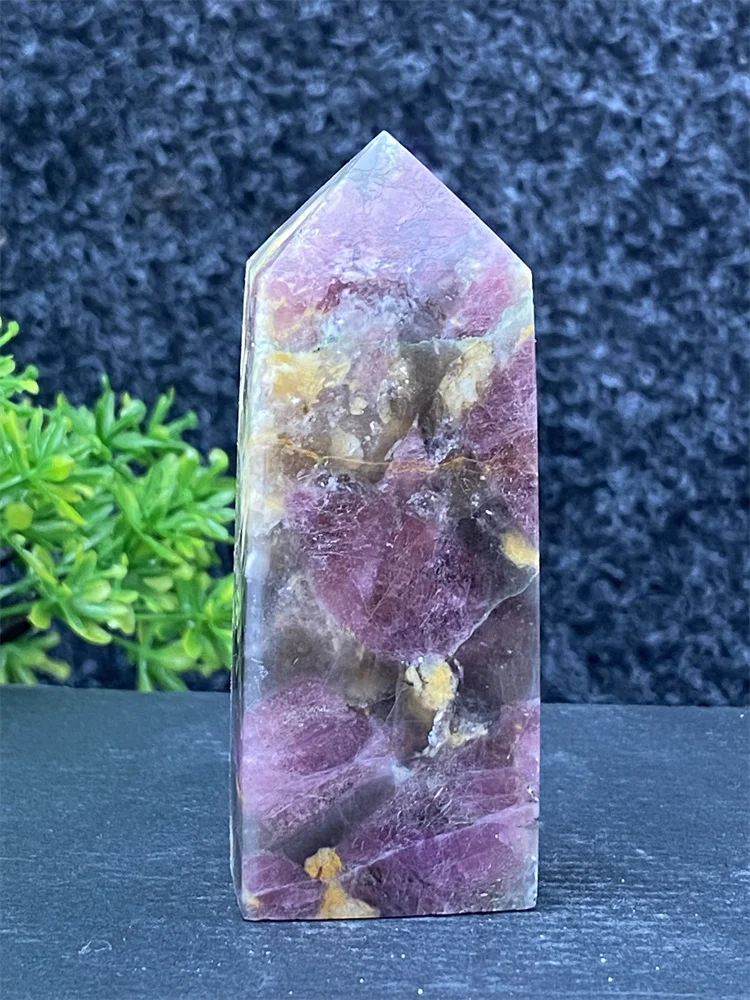 Natural Rare Plum Blossom Tourmaline Crystal Tower Healing Ore Specimen Obelisk Feng Shui Ornaments Home Decoration