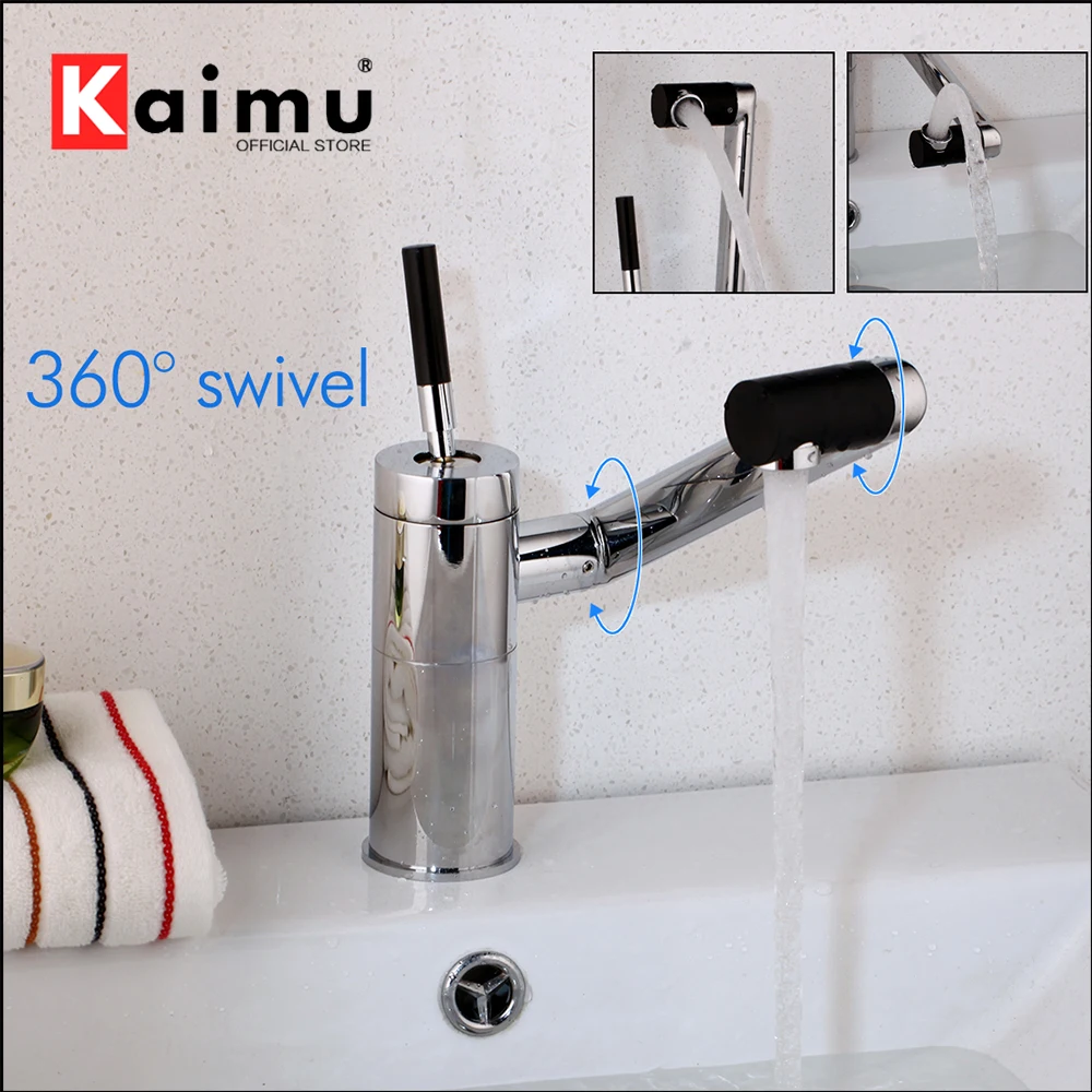 

SINLAKU Chrome Polish LED Bathroon Basin Faucet Wash Sink Mixer Tap 360 Swivel Spray Stainless Steel Deck Mounted Faucet