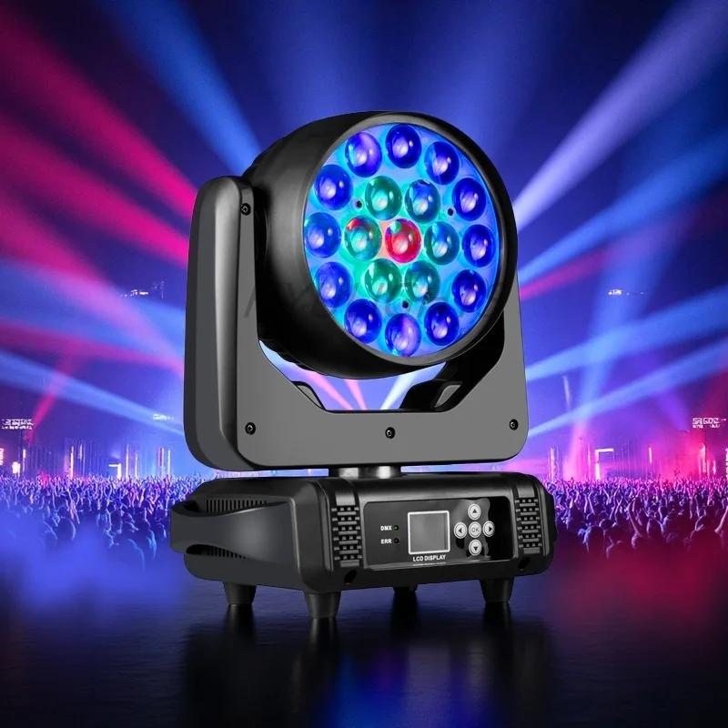 19x15W Beam Moving Head Light 4IN1 RGBW LED Wash Zoom Stage Light DMX Effect dla DJ Disco Party Concert Wedding