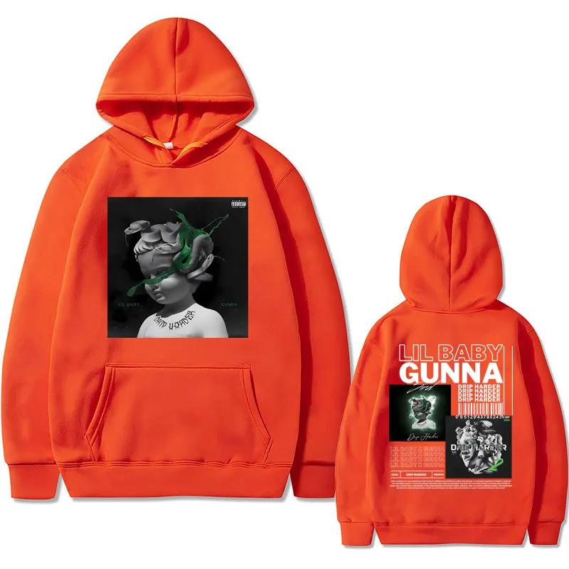Rapper Lil Baby Gunna Drip Harder Music Album Graphics Hoodie Male Hip Hop Oversized Sweatshirt Streetwear Men\'s Vintage Hoodies