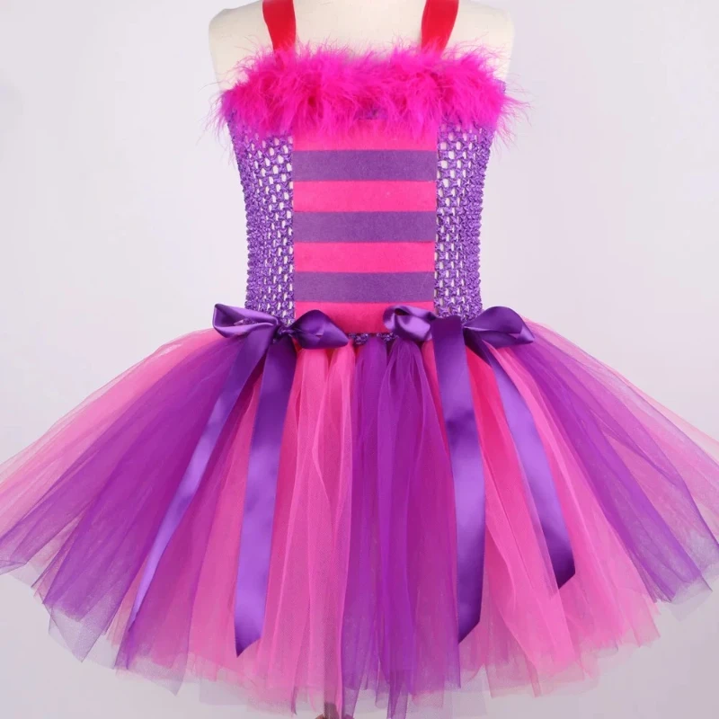 Cute Girls Pink Cat Tutu Dress Girls Kids Halloween Cat Costume Set 1-12 Years Child Birthday Party Clothes Carnival Purim Gift image 5