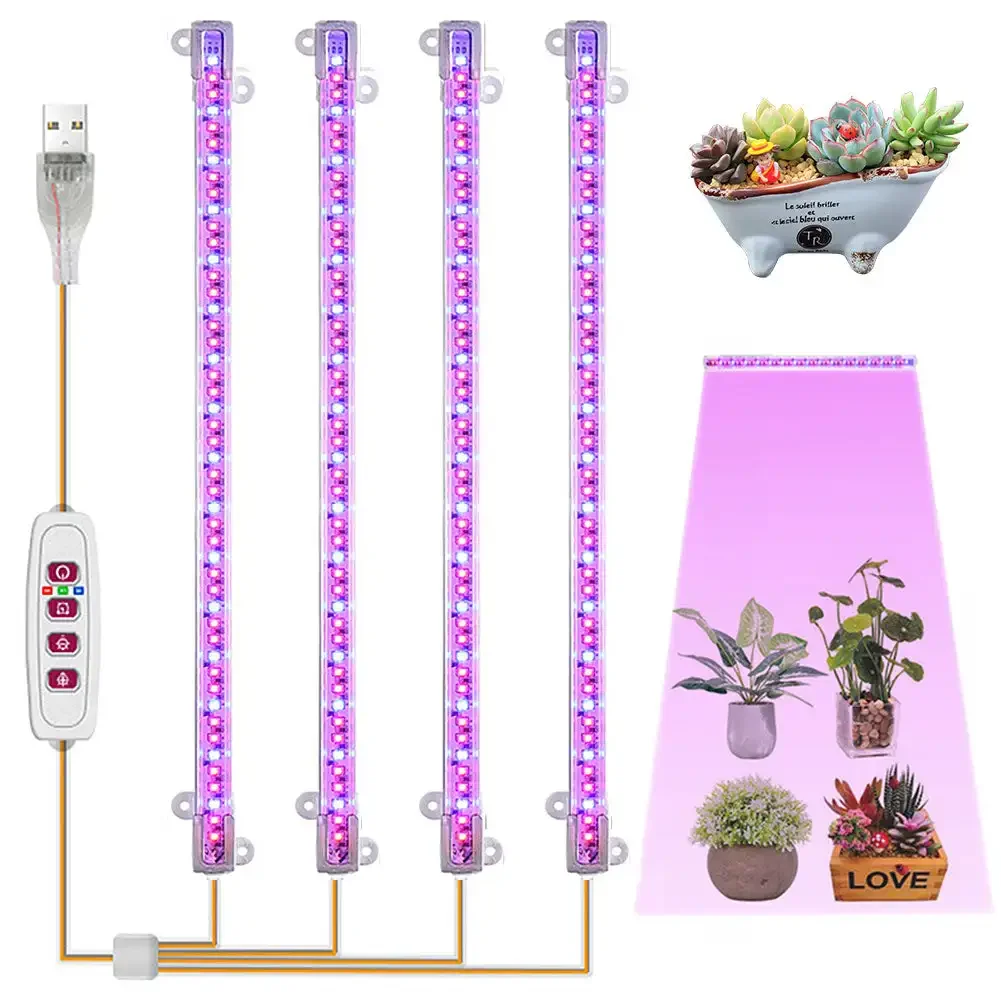 1/2/3/4 LED Grow Light Strips for Indoor Plants Red Blue Full Spectrum USB Phyto Lamp Timer Dimmable Seedlings Flower Lamp Bar