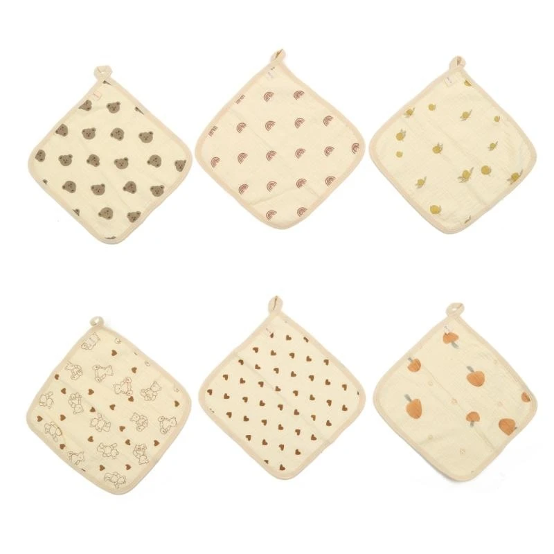 

Baby Towel Toddler Cotton Burp Cloth Multi-Use Wash Cloth Face Towel High Absorbent Feeding Towel Sweat Wipe Cloths 6PCS G2TD