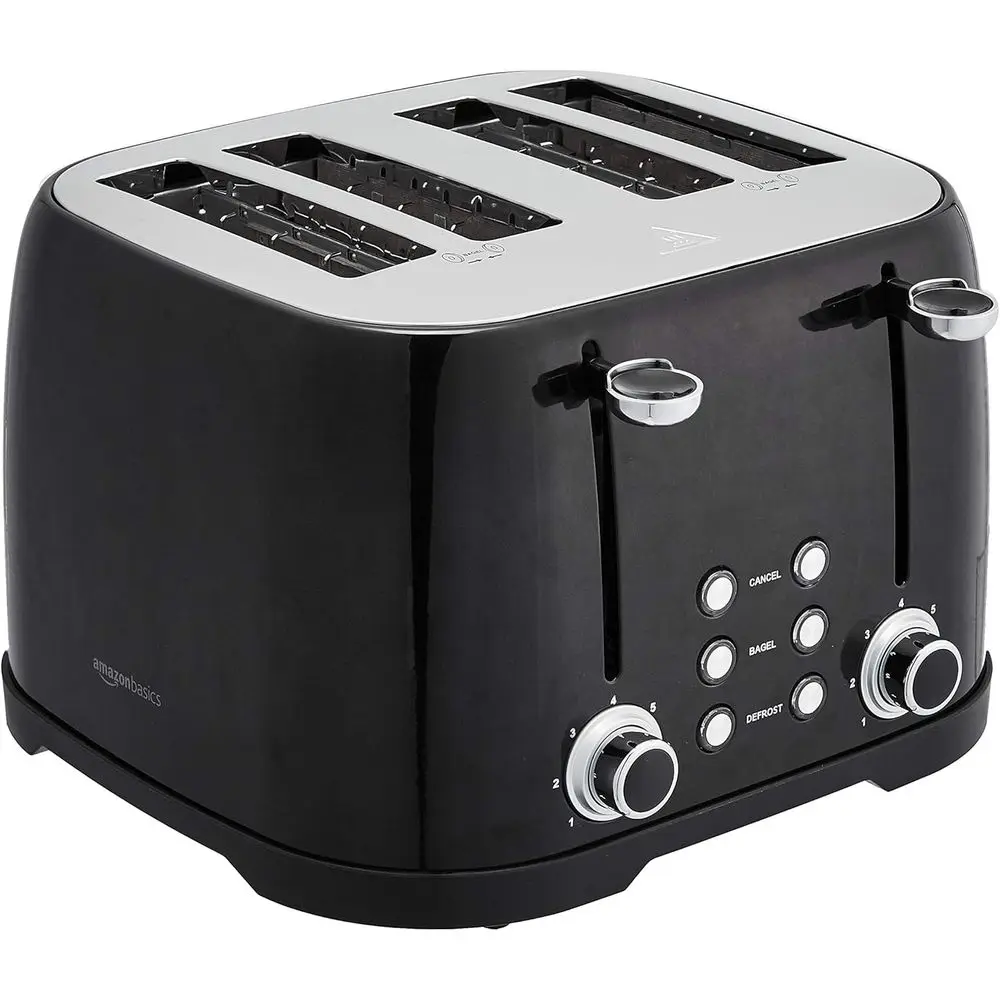 

4-Slice Toaster, 6 Settings, Removable Crumb Tray, Bagel and Roast Function, Cancel Button, 1600W, Black