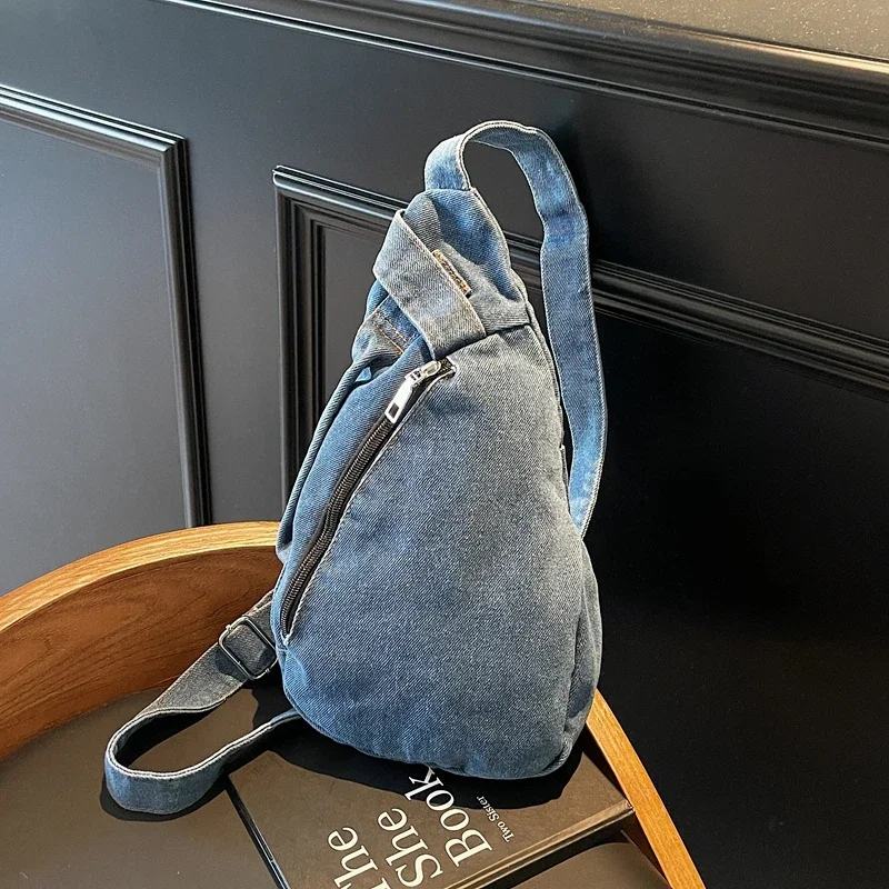 موضة جديدة الدنيم حقائب الصدر الصلبة سستة حقائب نسائية عادية 2025 رائجة البيع الخياطة الموضوع تنوعا الخصر حزم باكوت دي بيتو #2