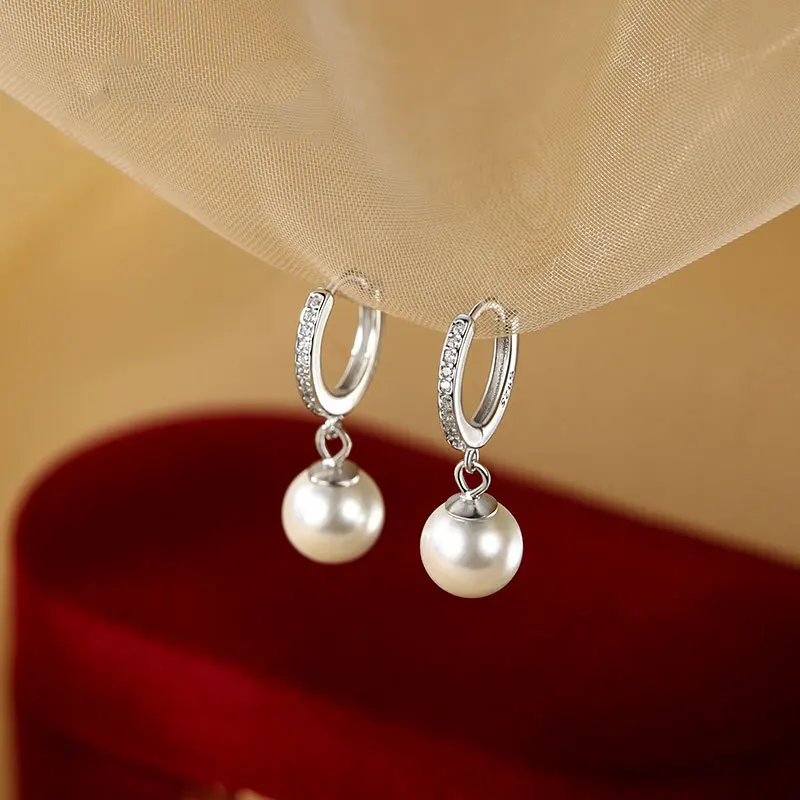 Shiny Pearl Earrings Genuine Natural Freshwater Pearl 925 Sterling Silver Earrings Pearl Jewelry For Wedding Bridesmaid Gift