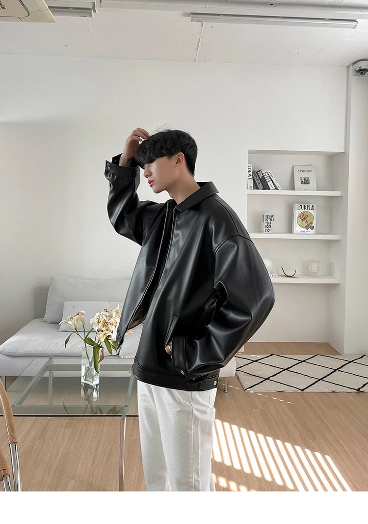 Mauroicardi Spring Autumn Cool Luxury Short Black Soft Light Pu Leather Jacket Men Zipper Casual Mens Jackets and Coats Fashion 13 S0fcb511ed0284d55a4dbbba9bf406e66w