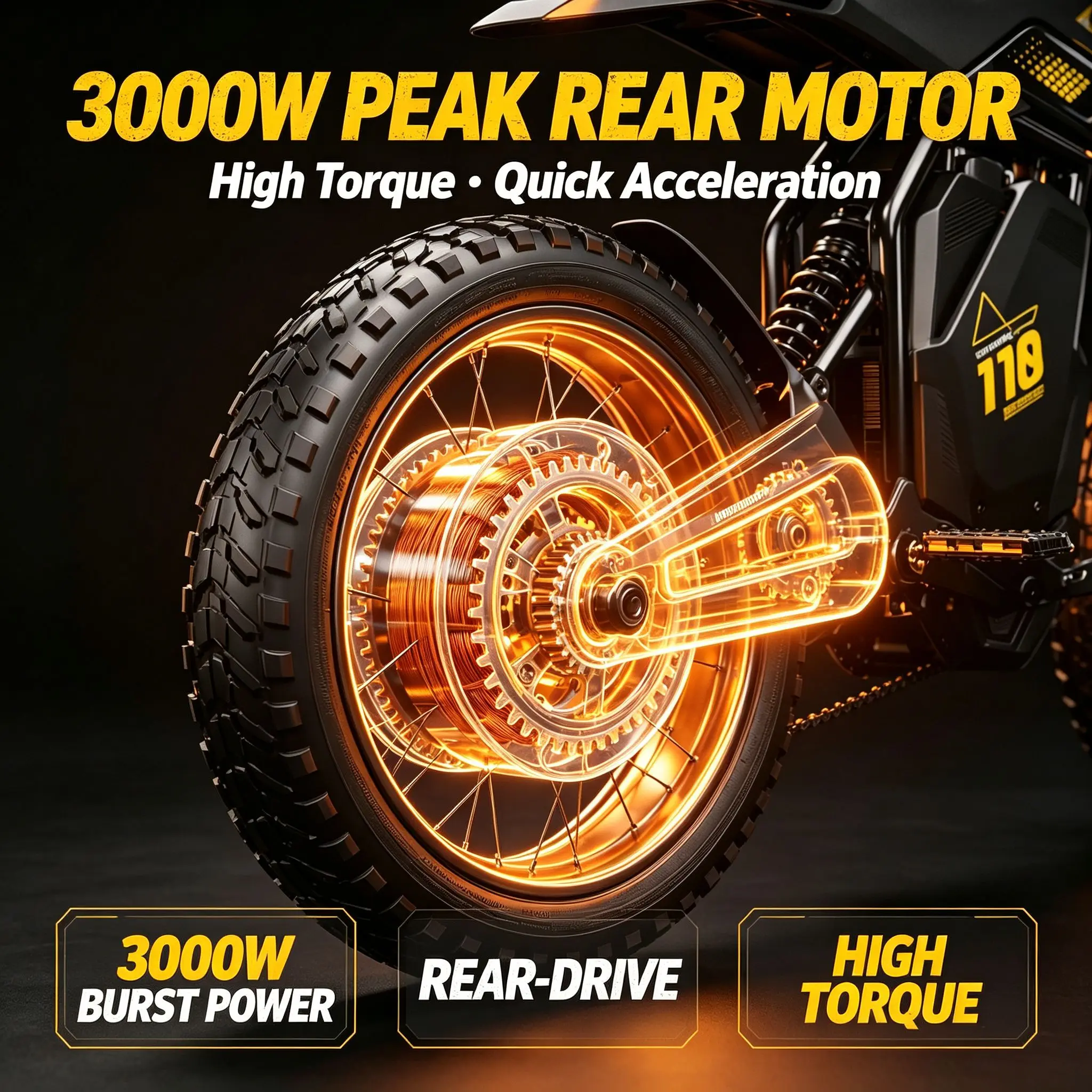 KENE KN110 PRO Fireman Electric Dirt Bike,3000W Peak Motor,48V 30Ah Lithium Battery,39MPH Max Speed,30Miles Pure Electric Range,Full Suspension Mid‑mounted Shock,Hydraulic Disc Brake,20*4.0 Fat Tire,HD LCD Display,High Carbon Steel Frame E‑Motorcycle For