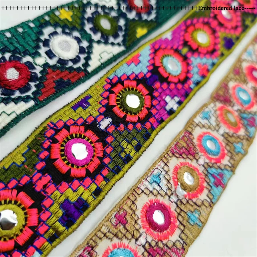 4cm Wide Embroidered lace Fabric Lace Trim Embroidery Sequins Lace Sewing For Clothing Accessories