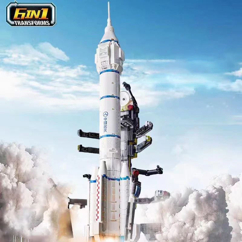 Qman 6 In 1 Ideas Space Rocket Launch Base Building Block Set Space Shuttle Astronaut Lunar Rover Brick Model Toy For Kid Gift