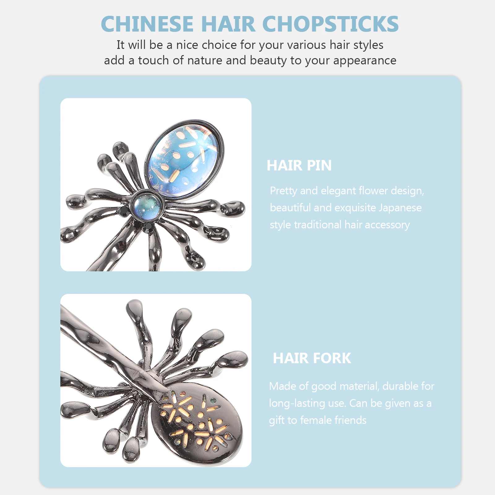 

Lightweight Glass Spider Stick Women Long Bun Holders Chinese Style Vintage Accessories Sticks Buns Japanese Sticks Chopsticks