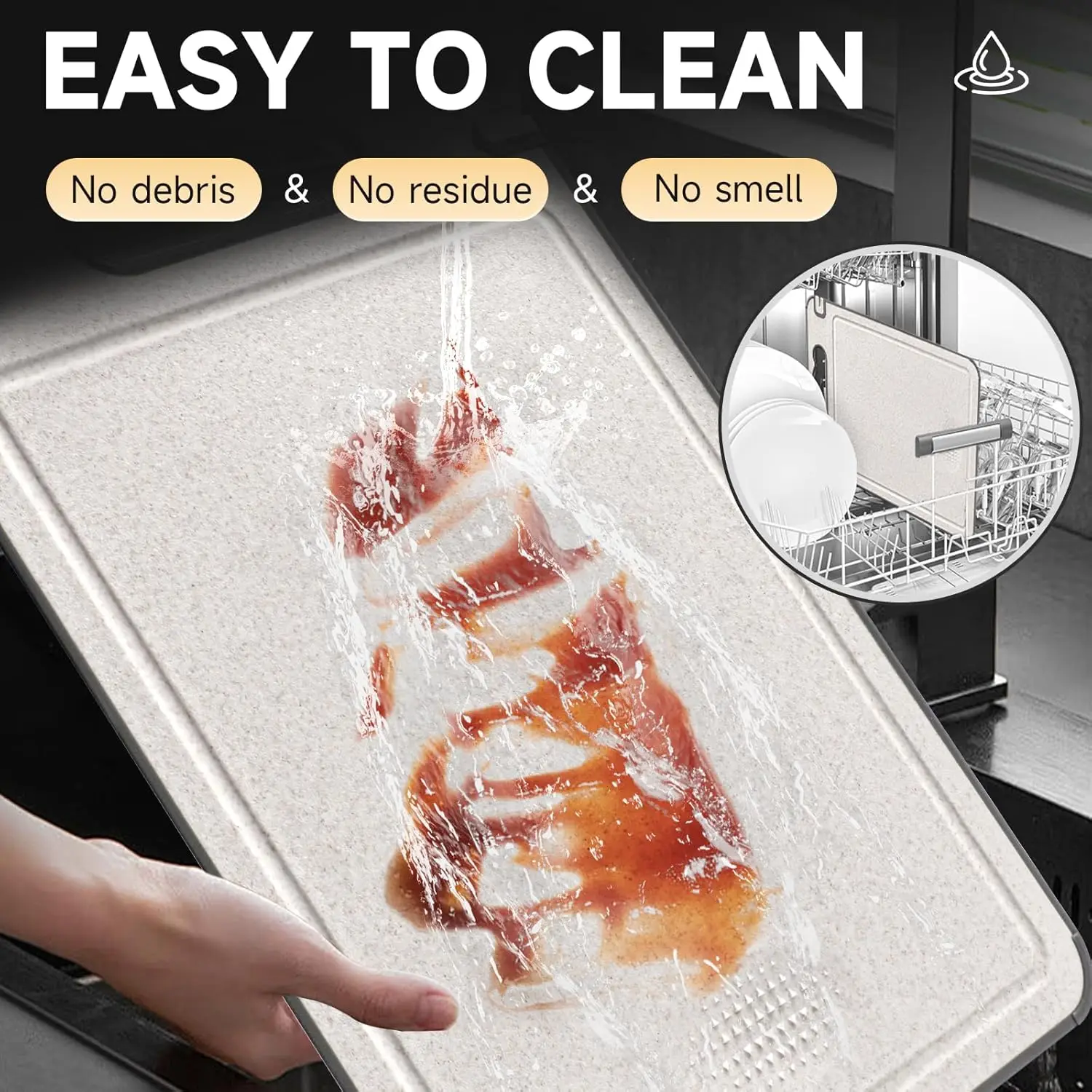 Double-Sided Titanium & Wheat Straw Cutting Board, Non-Slip Kitchen Chopping Board 14.37x9.84in Dishwasher Safe 5
