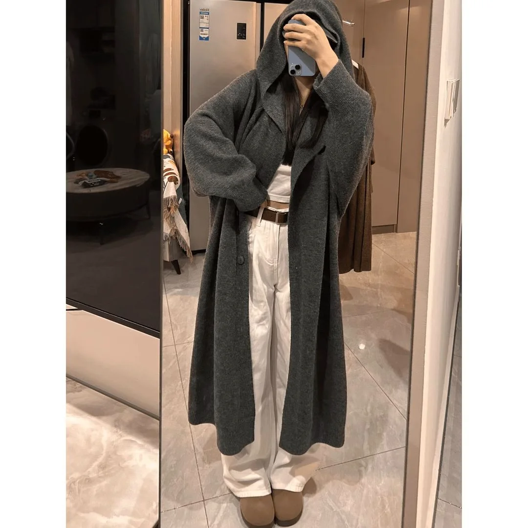 

Mid-Long Cardigans Navy Blue Womens Fall Twisted Varsity Preppy Outdoor Knitthing Slim Vintage Chunky Tunic Stripe Long Boat Y2K