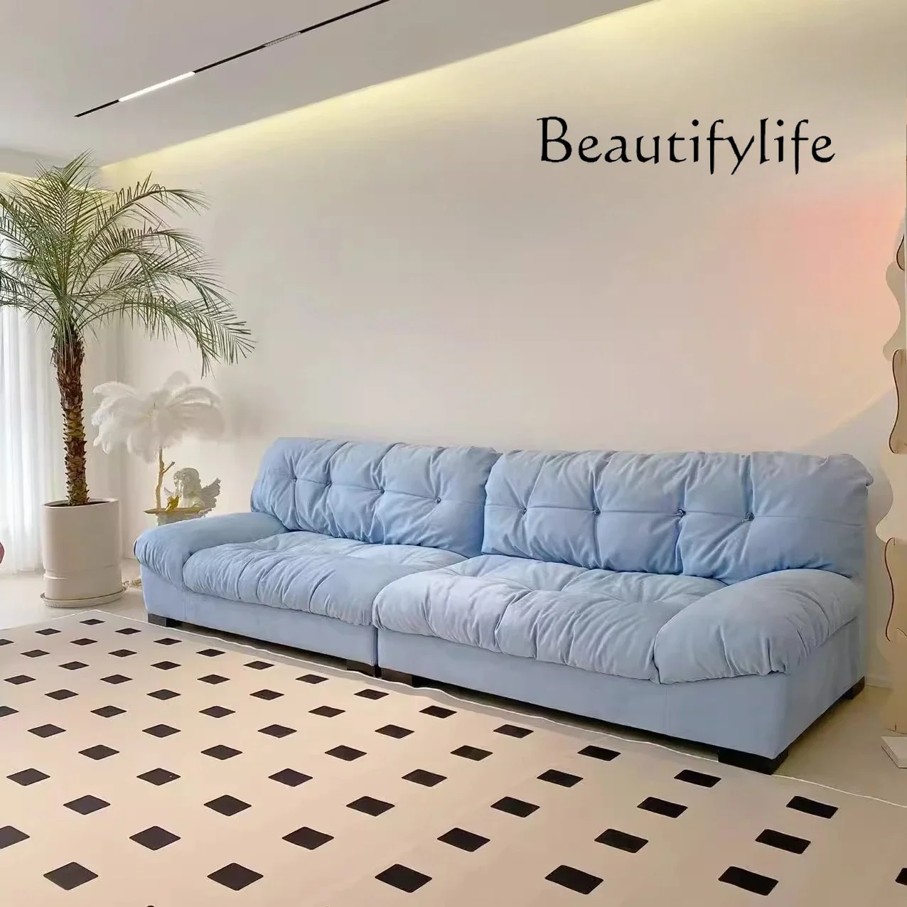 

VN Cloud modern simple home straight row living room matte cloth cloth sofa high sense