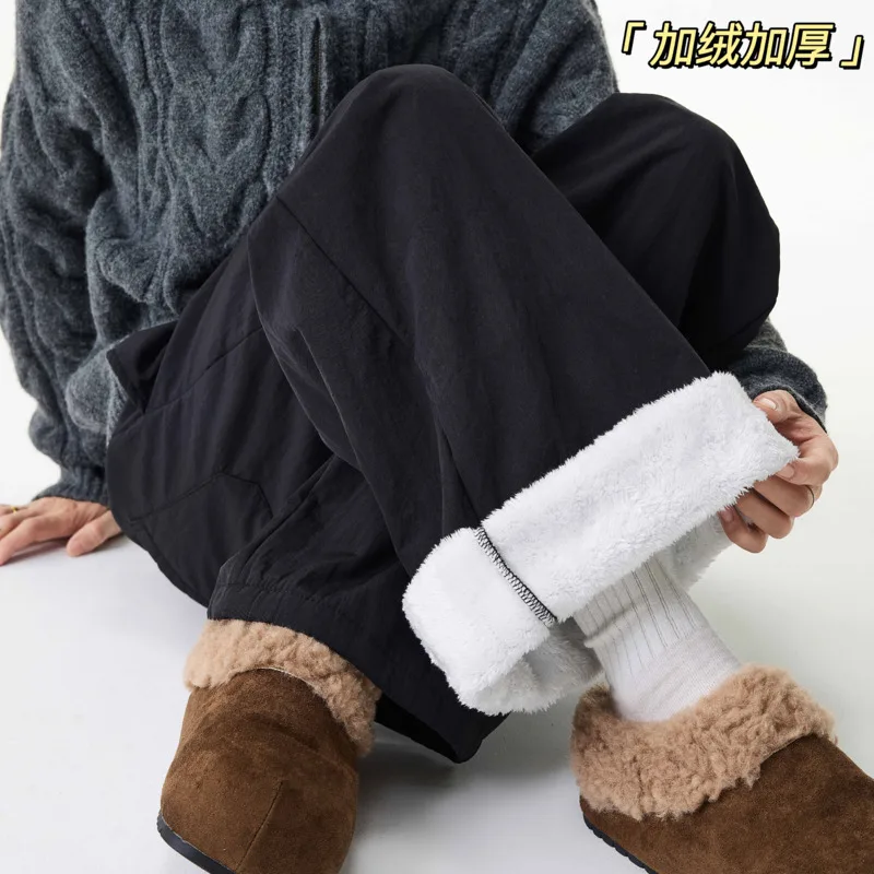 الشتاء المخملية السراويل السميكة الرجال الدافئة موضة الأسود سراويل تقليدية الرجال الشارع الشهير فضفاض بنطال ذو قصة أرجل واسعة رجالي رشاقته بنطلون S-3XL