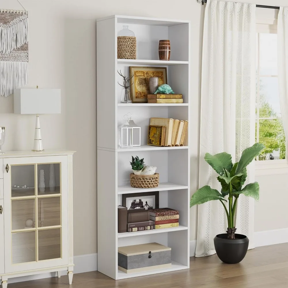 

Bookcase and Bookshelf, Floor Standing 6-Tier High Bookshelf, Display Storage Rack, Home Decorative Furniture