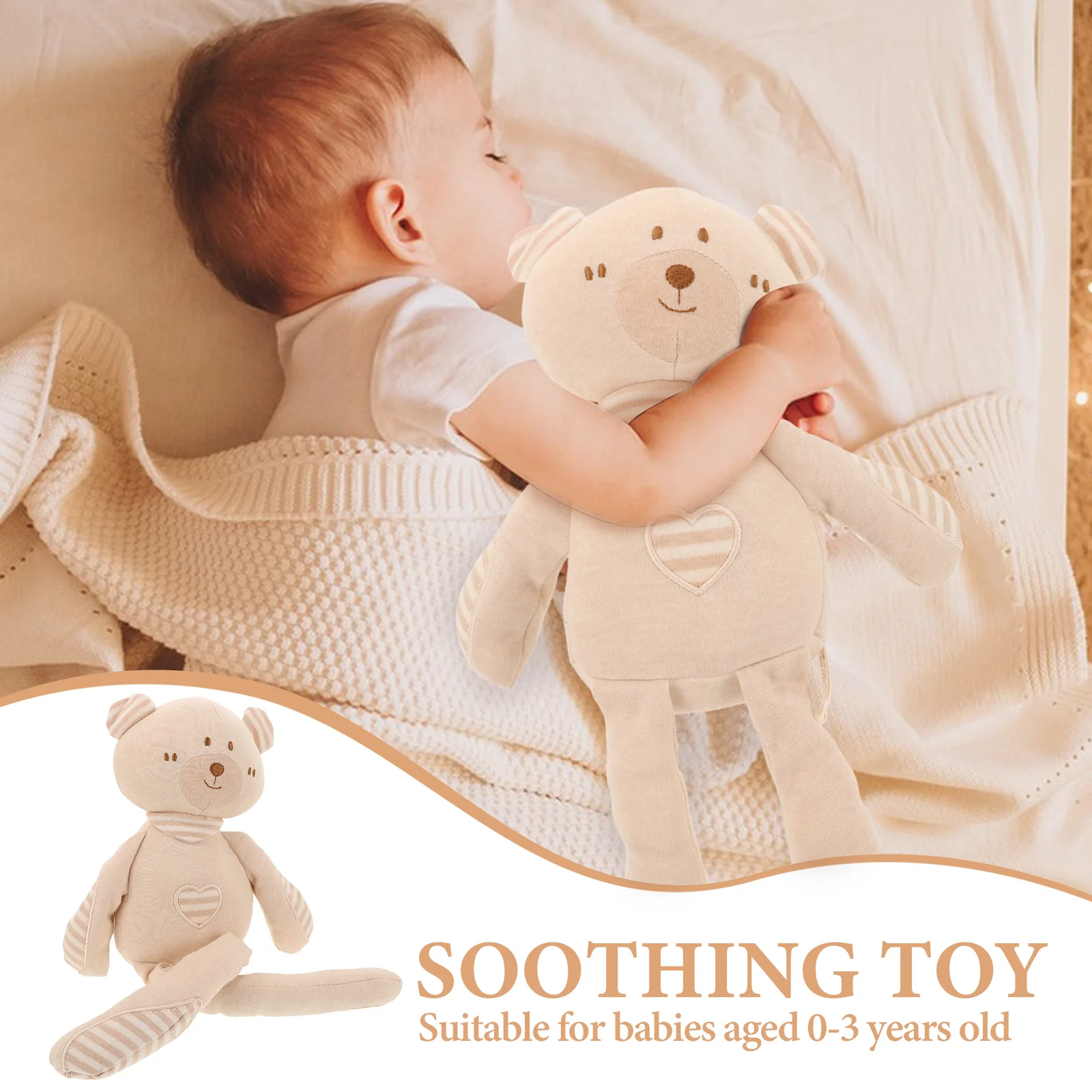 القطن العضوي الطفل النوم المهديء الدب سيقان طويلة بلوشي المعزي الوليد الرضع لينة الحيوان للنوم الحضن الأمن #2