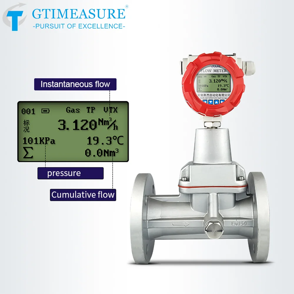 4-20mA RS485 Precession Vortex Flowmeter DN50 Natural Gas Flow Meter Biogas Flowmeter LPG Gas Methane Oxygen Nitrogen Measure