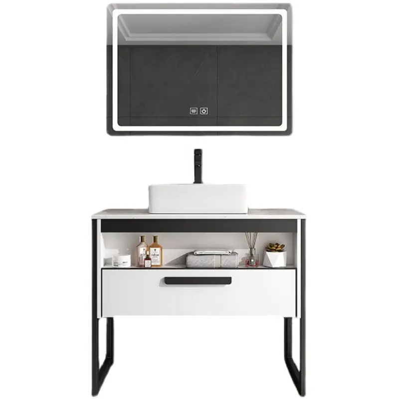 Space aluminum floor-to-ceiling wash basin mirror cabinet, bathroom washbasin, marble washbasin