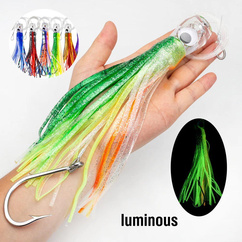 1pc 17cm/25cm cabeça de resina polvo saia macia isca de pesca de barco de mar profundo grande isca de corrico para marlin atum pesca isca de corrico