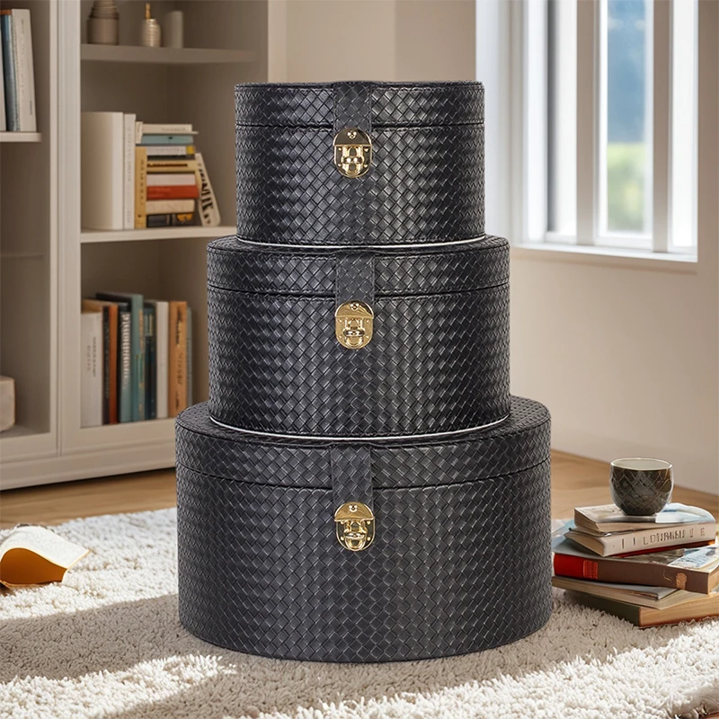 

Luxury Hat Storage Box for Closet, Round Bedroom Organizer Bin, Minimalist Underwear Case, Wardrobe Decorative Storage Container