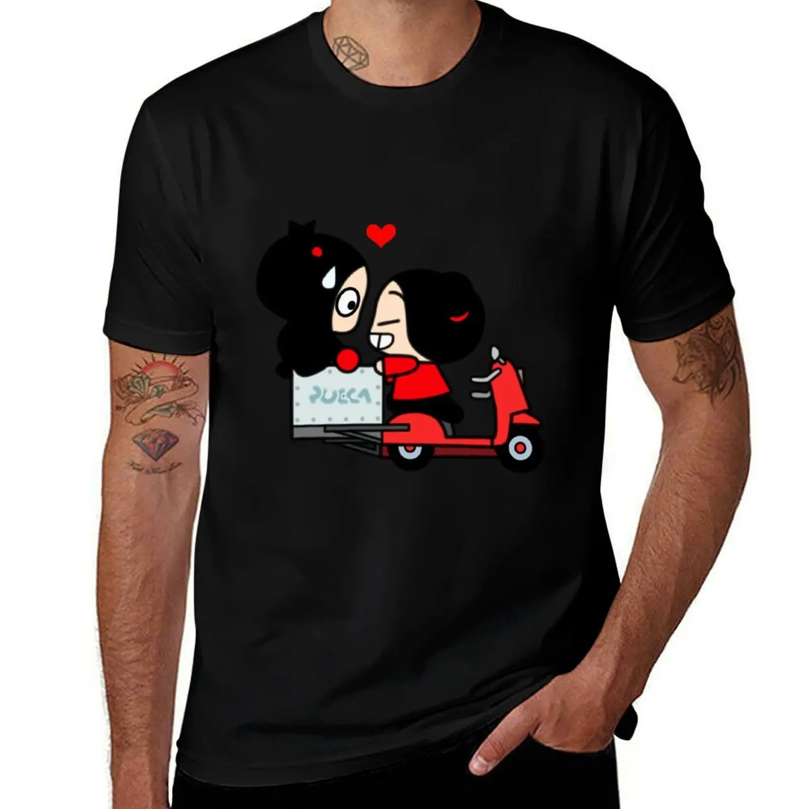 

Pucca X Garu (Scooter) T-Shirt Minimalist Casual Short Sleeve Top