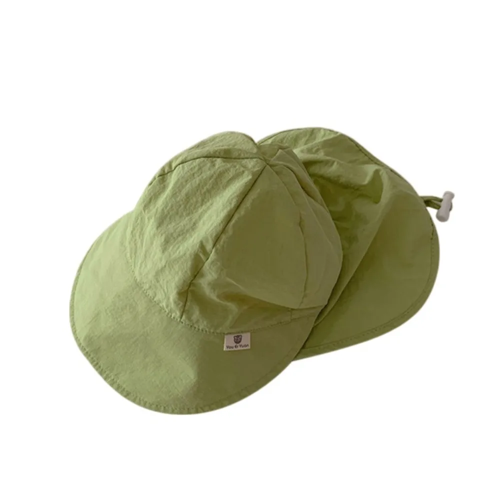

Breathable Solid color Children Sun Hat Neck Ear Cover UV Protection Kids Beach Cap Flap Cap Wide Brim Sunscreen Bucket Hat Girl