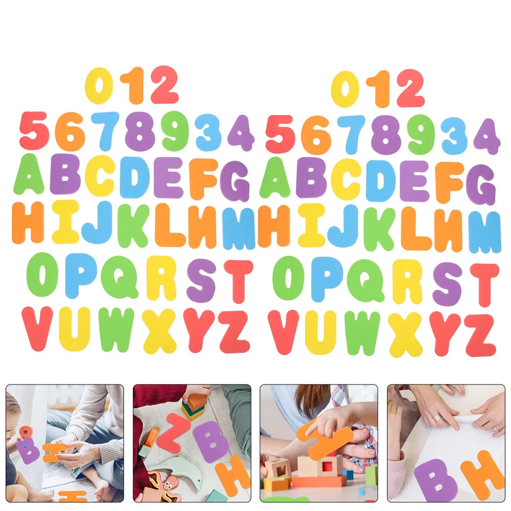 2セット-バスアルファベット数字ステッカー-エヴァフォームフローティングレター-教育用シャワー-タイムリー学習セット