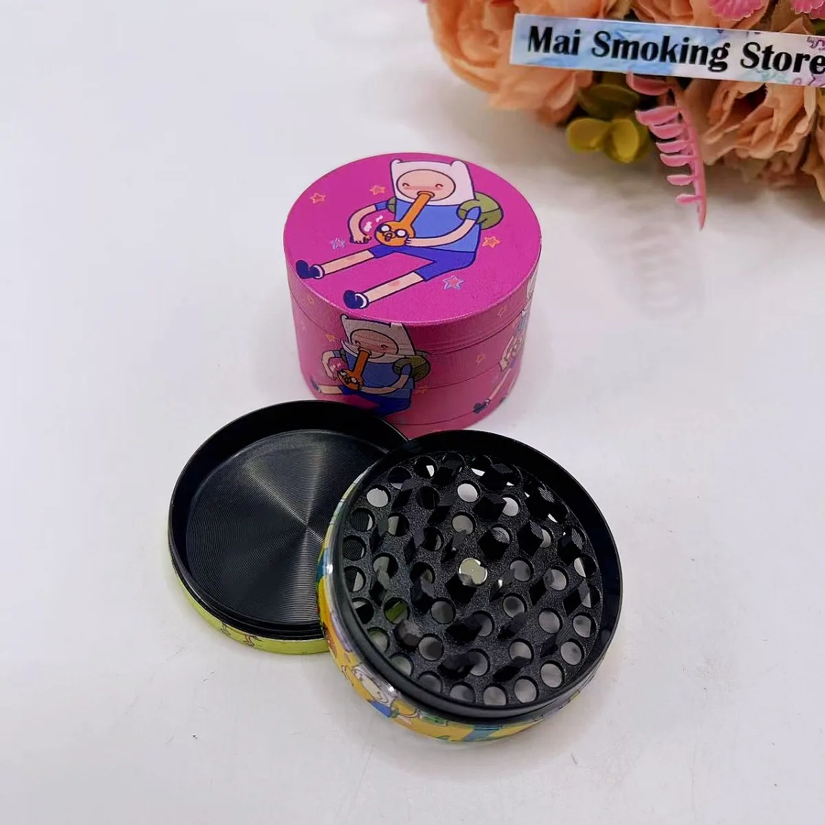 Moedor de Ervas Cartoon de 2 Polegadas, 4 Camadas, Manual, Moedor de Especiarias, Moedor de Sal e Pimenta, Acessórios para Fumar