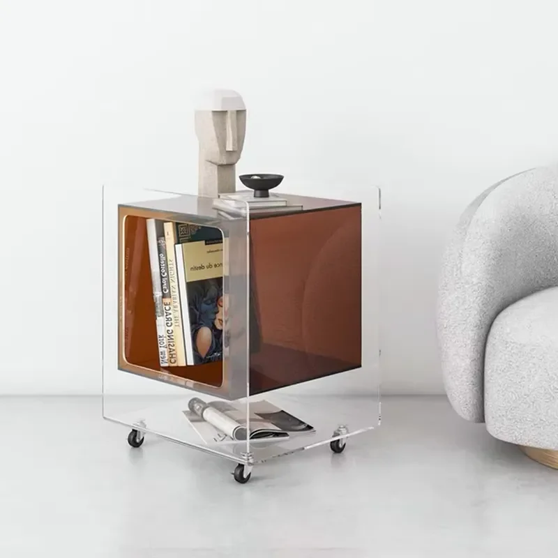 Clear Acrylic Coffee and Bed Side Table with Wheels for Living Room & Hotel Decor Hotel & Restaurant Furniture Supply 3