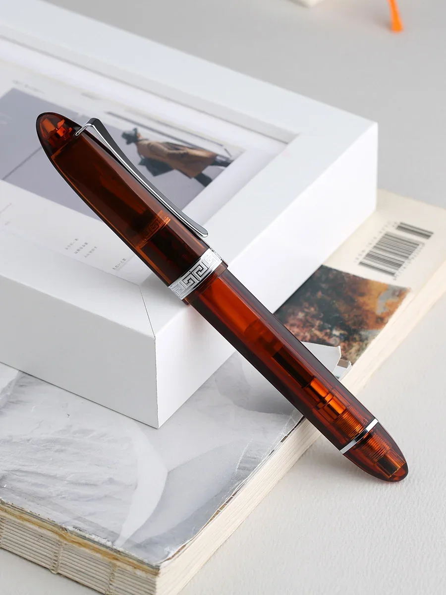 Majohn V60 Triangular Piston Fountain Pen EF/F Nib, Transparent Resin Writing Office Gift Pen