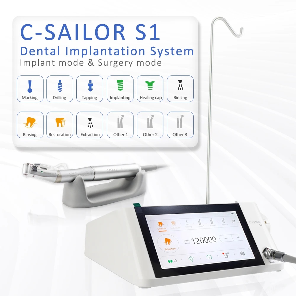 COXO C-SAILOR S1 Dental Implant System 7 Inch Touch Screen, 2-in-1 Implant & Surgical Mode Implantology Device with LCD Display