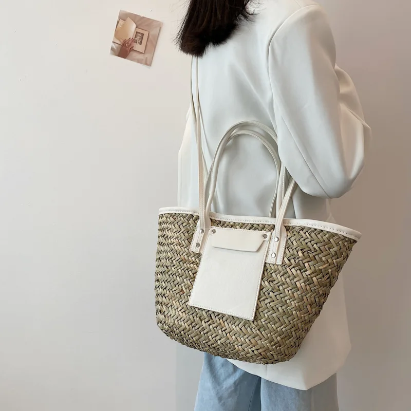 New Beach Basket Summer Bag Straw Bag Fashion Beach Bags Big Rattan Shoulder Bags Large Capacity Woven Bag Handmade Handbags