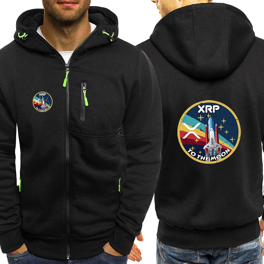 2025 Cryptocurrency Ripple XRP New Men Spring and Autumn Casual Printing Hot Sale Zipper Hooded Classics Versatile Coat