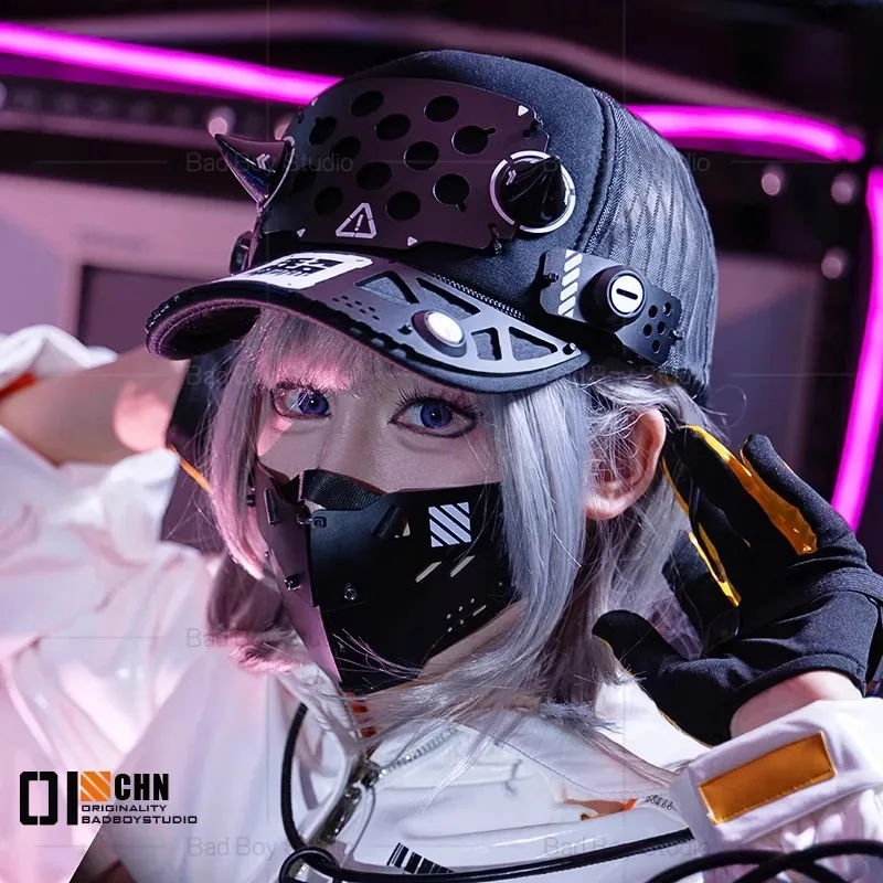 لعبة Cyberpunk Cosplay قناع الملحقات النساء الخيال العلمي الميكانيكية قناع اليد درع تأثيري الدعائم هالوين #2