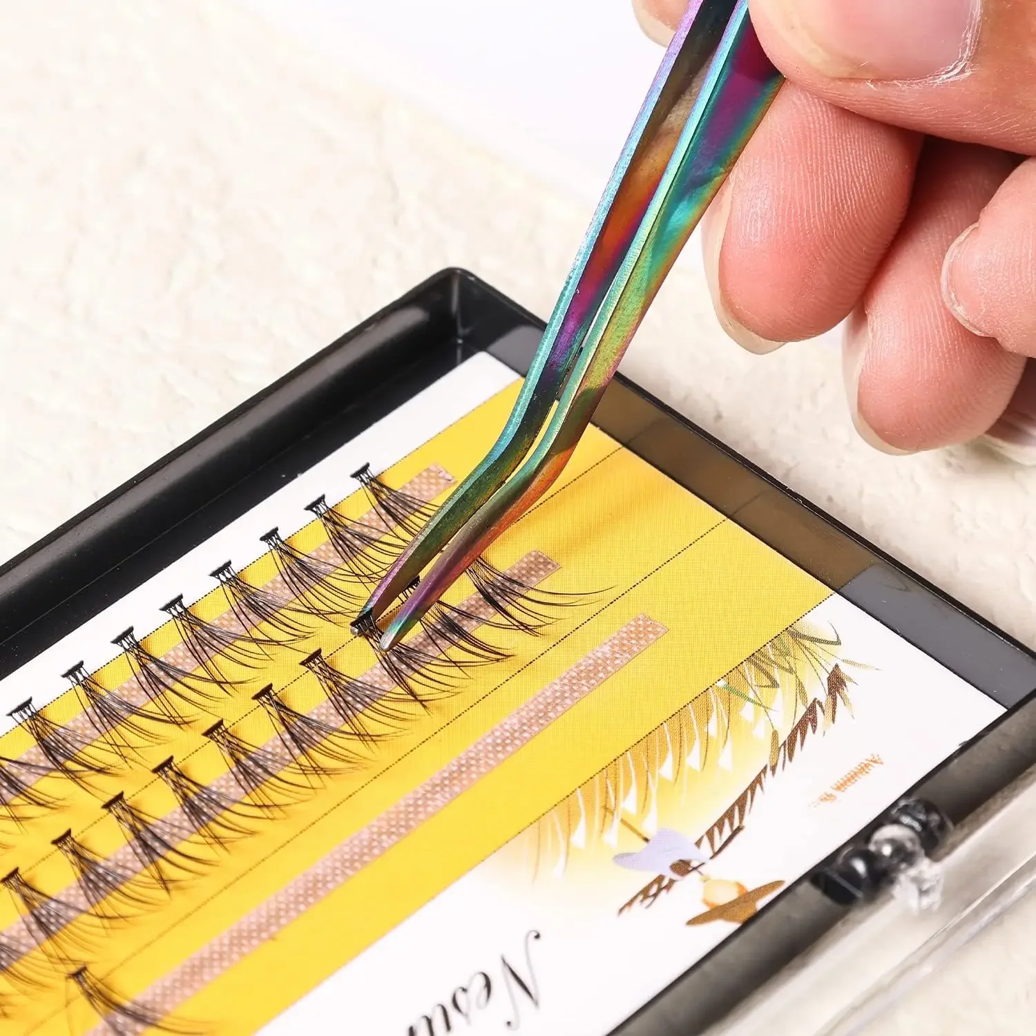 Pinça de cílios 2 em 1 com pente, pinça de cotovelo de aço inoxidável, colocação de precisão para aplicação diy de cílios postiços