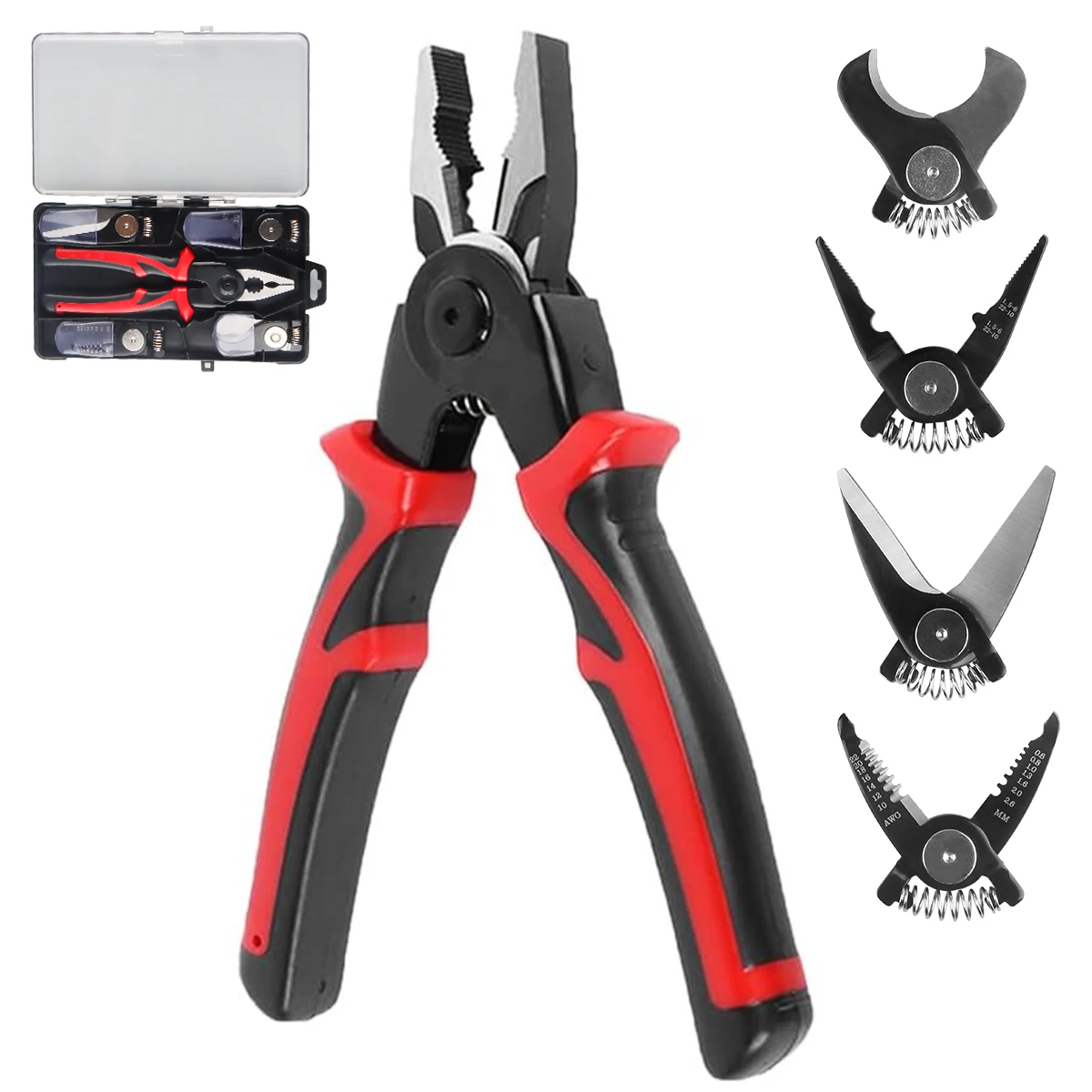 5 In 1 Versatile Tool Kit, Plier Tool Set Multifunct Interchangeable Pliers Head Wire Stripper Crimping Tools Sheet Metal Shear