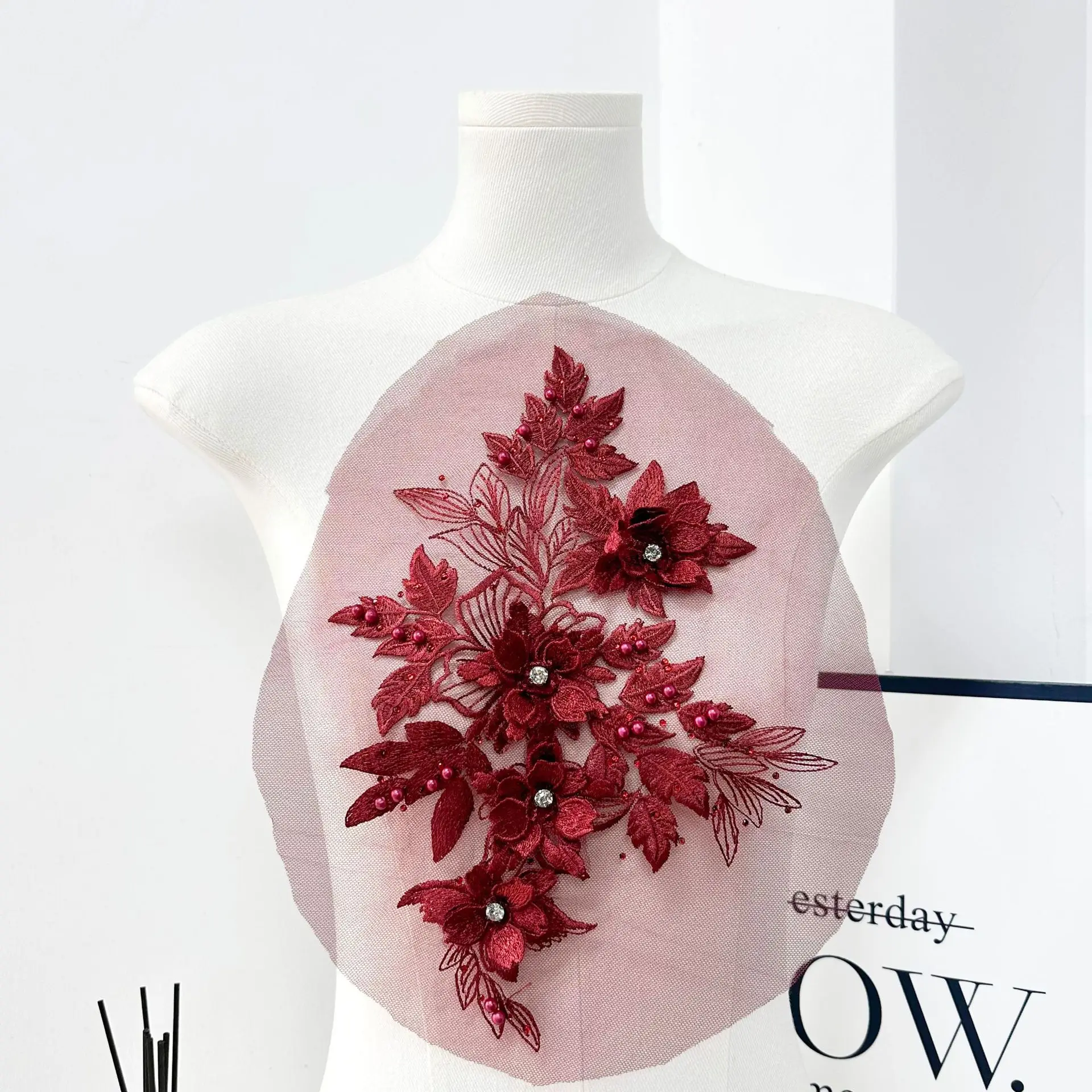 

20pcs flower sequin embroidery applique handcrafted bead pieces for wedding dress DIY decoration fabric patches