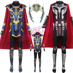 Thor Jane Cosplay Costume Adult Boys Girl Jumpsuit Halloween COS Bodysuit Carnival Party Outfits Cape for Men Women Boy Girl