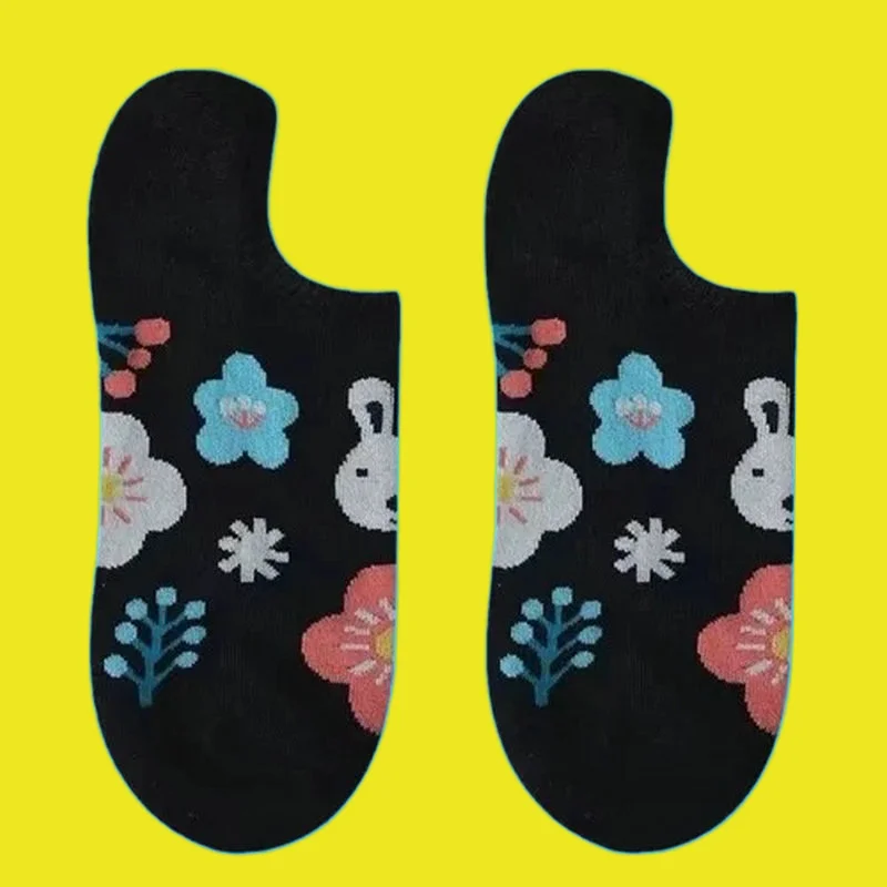 Calcetines náuticos de conejo dulce para mujer, medias informales japonesas, poco profundas que combinan con todo, primavera y verano, 5/10, 2024 pares