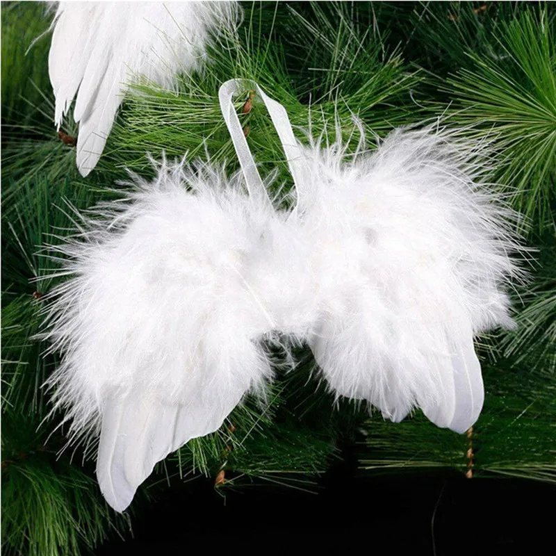 1PCS Vintage Feather Wing Lovely Chic Angel Christmas Tree Decoration Hanging Ornament Home/Party/Wedding Ornaments