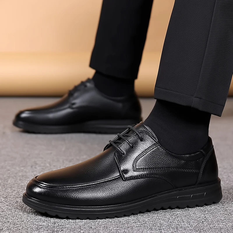 

Business Oxford Leather Shoes Men Lace Up Breathable Formal Dress Shoes Male Office Wedding Flats Footwear Evening Dress Shoes