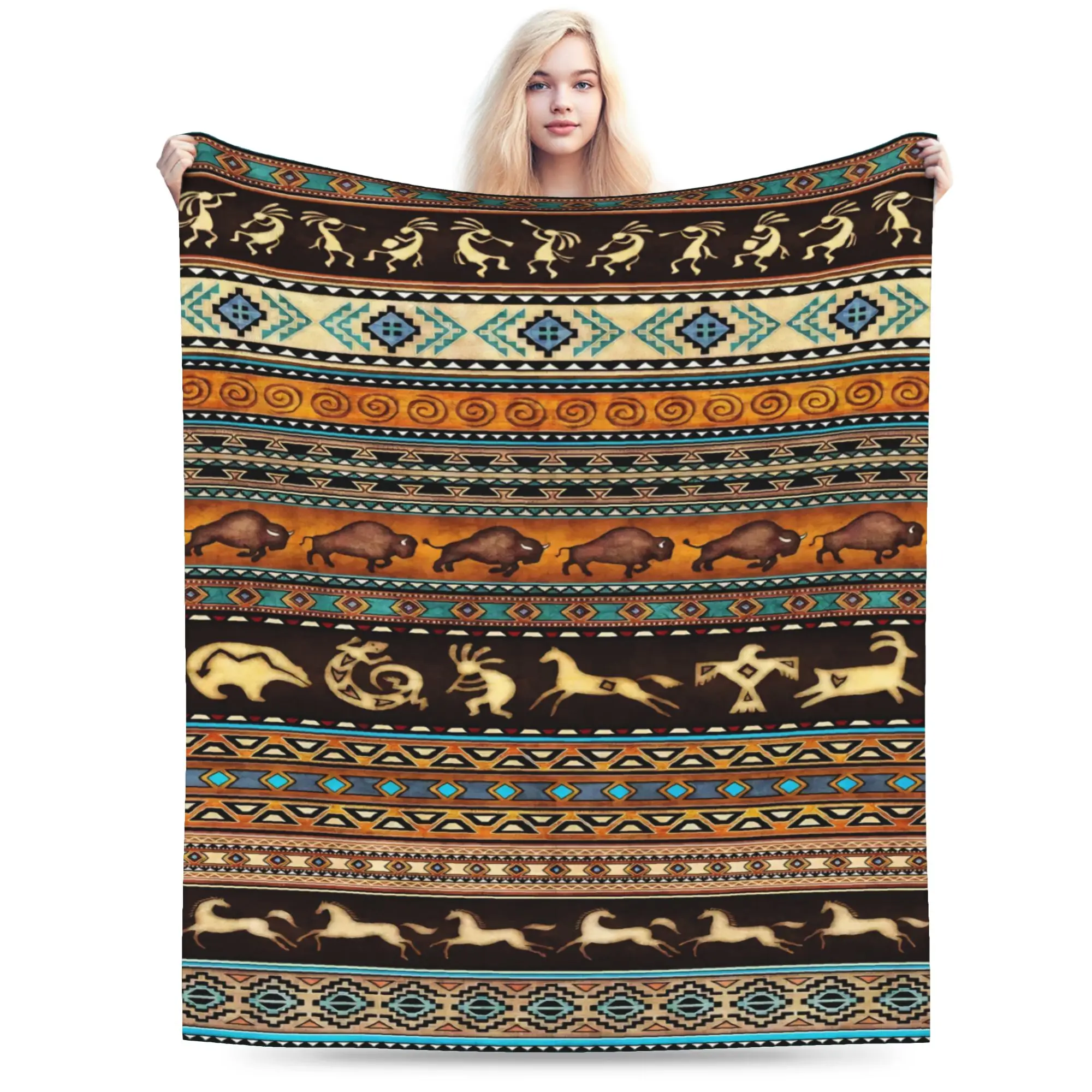 Comfort Southwestern Aztec Tribal Blanket Accessories Sofa Decorative  Throw Blankets Lightweight Thin Flannel for Office