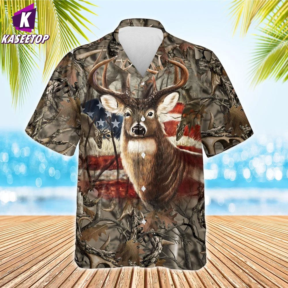 Deer Hunting American Hawaiian Shirt 3D All Over Printed Summer Hawaiian Shirt Men's For Women's Harajuku Casual Beach Shirt