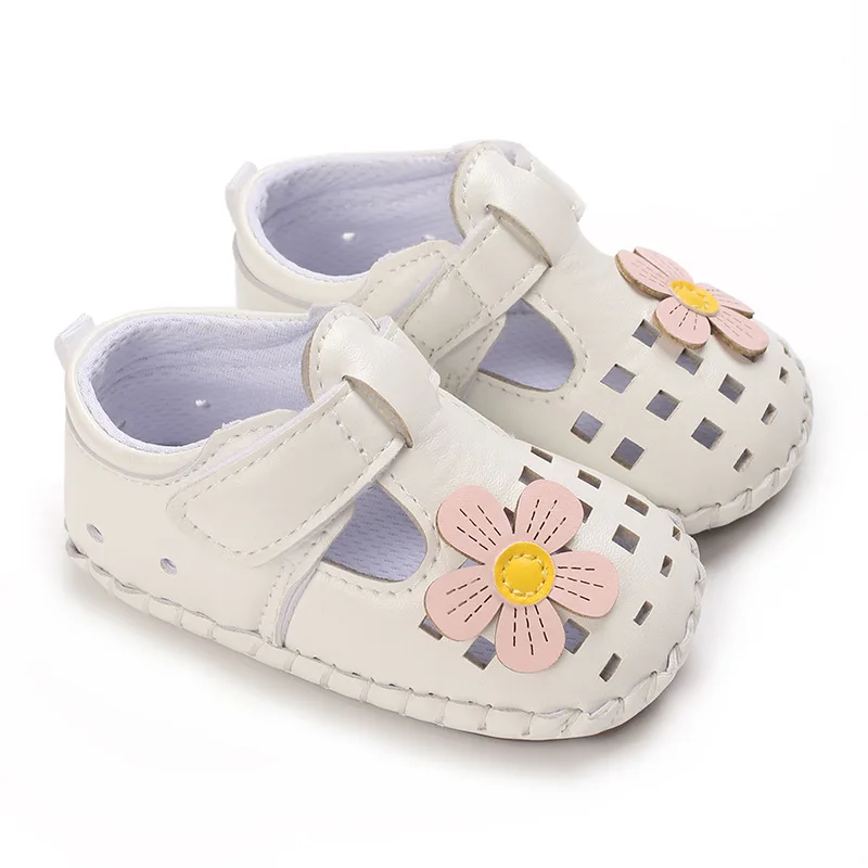 Summer Floral Embroidered Wrap-Toe Sandals, Soft Sole Lightweight Footwear, Baby Learning Walk Shoes for Infants 0-18M