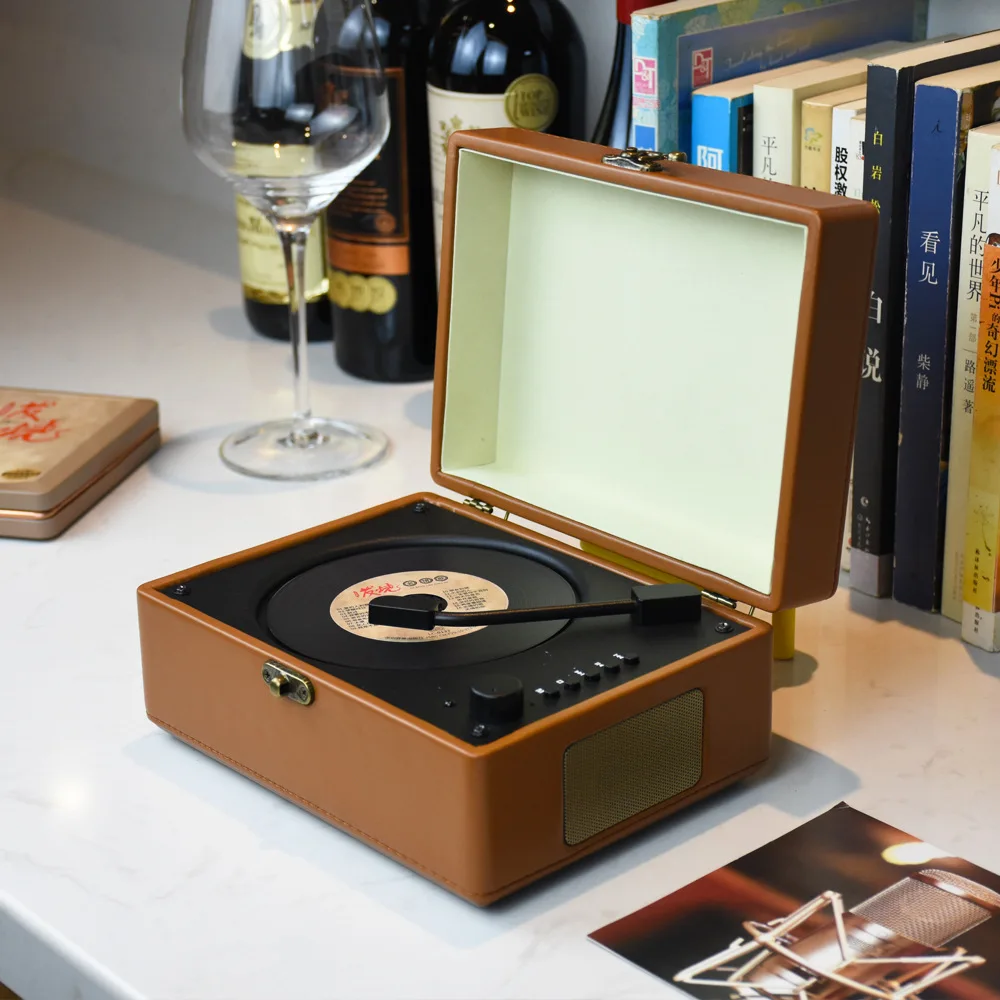 Retro Multifunctional CD Player Portable Antique Leather Case Bluetooth Audio High Fidelity Album Music Gifts