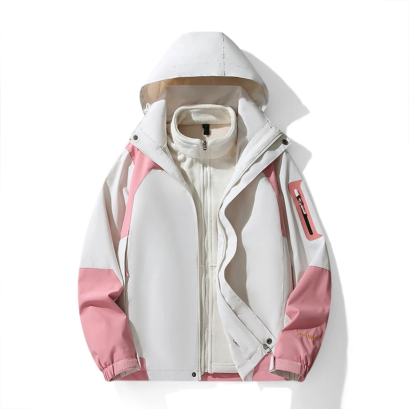 Outdoor Waterproof Suits Men Women Two-pieces Sets 3 in 1 Thick Warm Coats Camping Windbreaker Winter Coat Hiking Size XS-5XL