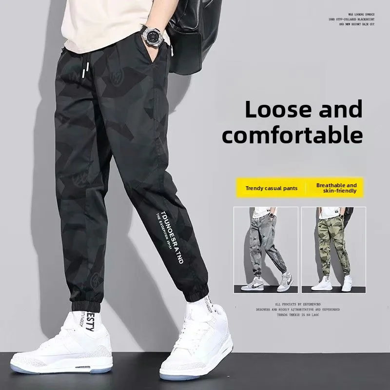 Camouflage Paratrooper Work Pants Thin Loose Fit Spring Autumn Construction Site Labor Protection Trousers Youth Faion Urba...