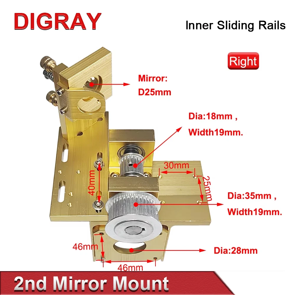DIGRAY CO2 Laser Engraving and Cutting Machine Accessories, X-axis Motor Base With Reflector Bracket, Synchronous Wheel Set